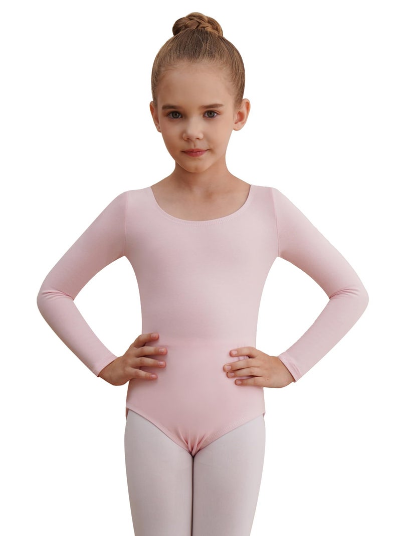 WEGETIT Long Sleeve Black Leotard for Girls Gymnastics Leotards Toddler Dance Ballet Bodysuit (Pink,4-6-Years) - Image 1